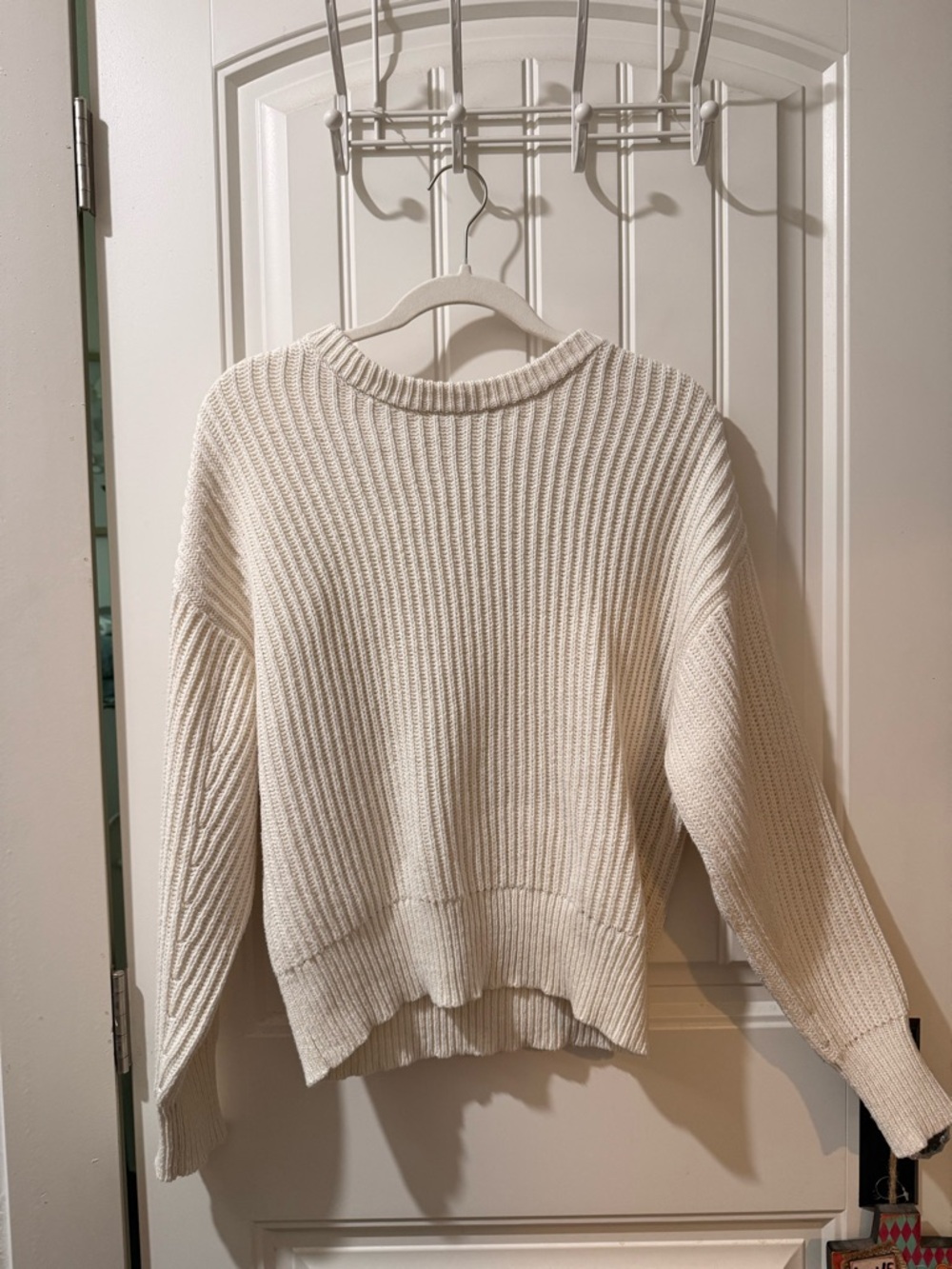 a new day Cream Ribbed Crewneck Sweater